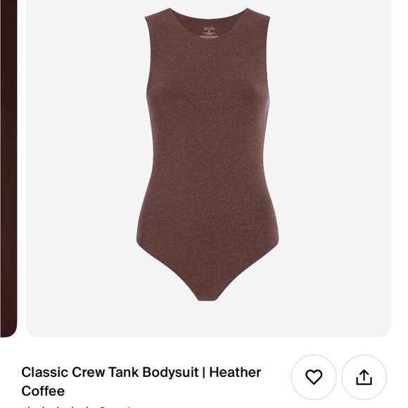 Nuuds classic crew tank bodysuit size large coffee color NEW - Picture 1 of 2